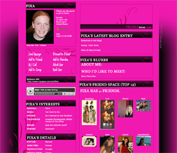 Pink Flowery Layout - Black & Pink Flower Background - Flower Myspace Theme Preview