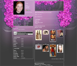 Pink/Gray Myspace Flowers Layout-Aster Flower Theme-Flower Background Preview