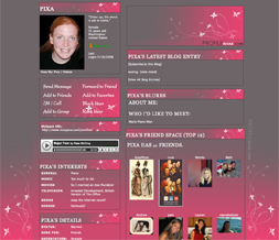 Hot Pink Flower Myspace Layout - Pink Background - Pink Flower Theme