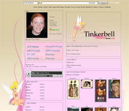 Skinny Pink Tinkerbell Myspace Layout-Skinny Tinkerbell Theme-Tiny Tinkerbell Design