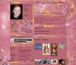 Skinny Pink Vintage Myspace Layout - Tiny Vintage Layout - Skinny Pink Vintage Theme