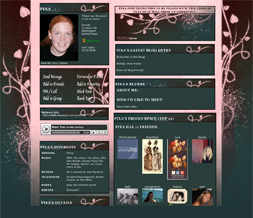 Pink Vintage Myspace Layout-  Pink & Blue Vintage Theme - Flowery Design Preview