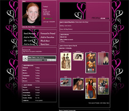 Pink Scribbly Hearts Myspace Layout - Maroon Hearts Background Preview