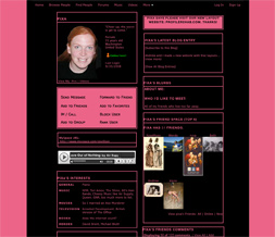 Skinny Black & Pink Plain Myspace Layout - Skinny Pink & Black Layout Preview