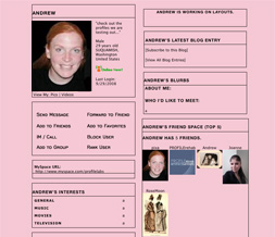 Skinny Pink Myspace Layout - Plain Pink Layout - Plain Skinny Pink Layout Preview