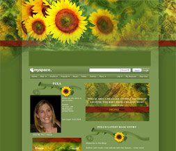 Yellow Sunflower Layout for Myspace - Pretty Sunflower Theme Preview
