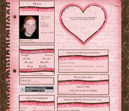 Paper Valentines Heart Myspace Layout - Pink Paper Theme