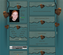 Blue & Brown Hearts Layout - Brown & Blue Hanging Hearts Theme
