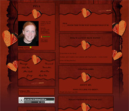 Red Pattern Heart Myspace Layout - Red & Orange Heart Layout