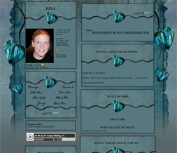 Blue Stained Glass Heart Layout - Turquoise Hearts Myspace Theme