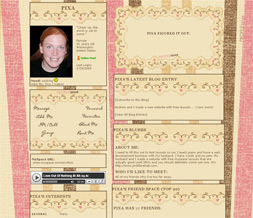 Pink & Brown Stripes Layout-Pink Hearts Myspace Design-Stripes & Hearts Theme