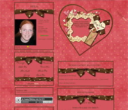 Pink & Yellow Polkadot Heart Layout - Pink & Brown Valentines Myspace Theme