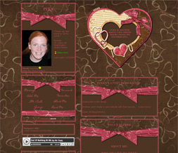 Hot Pink & Brown Valentines Layout - I Heart U Myspace Theme