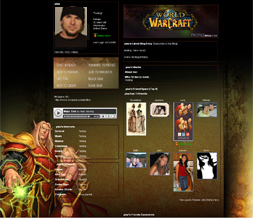 World of Warcraft Myspace Layout - WOW Warlock Theme - Gaming Layout Preview