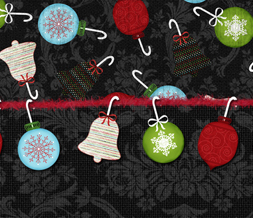Black & Red Christmas Ornaments Twitter Background - Free Xmas Ornament Theme for Twitter Preview