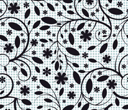 Black & White Floral Pattern Default Layout- Black Flowers Theme for Myspace
