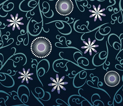Blue & Black Flower Default Layout-Floral Pattern Theme for Myspace Preview
