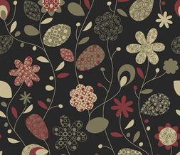 Tiling Green & Black Flower Twitter Background-Floral Theme for Twitter