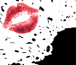 Red Lips Default Layout -Black Paint Splatter Default Theme for Myspace