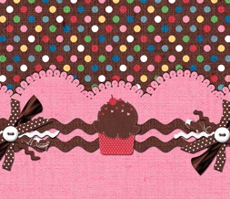 Brown & Pink Cupcake Polkadot Wallpaper - Cute Cupcake 