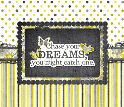 Cute Butterfly Wallpaper with Quote about Dreams - Gray & Yellow Wallpaper Preview