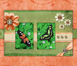 Pretty Green & Orange Butterfly Wallpaper - Cute Butterfly Background Download Preview