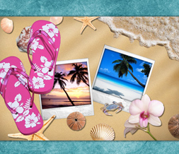 Beach Sunset Wallpaper Image - Cute Flip Flop Background Preview