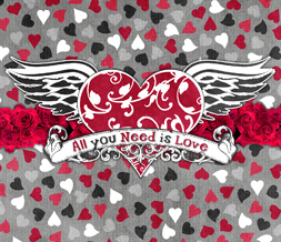 All You Need is Love Quote Wallpaper - Red & Black Hearts Background Preview