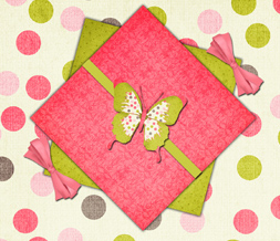 Green & Pink Polkadotted Wallpaper - Pink Butterfly Background
