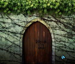 Fantasy Secret Door Wallpaper - Mystical Butterfly Background Image
