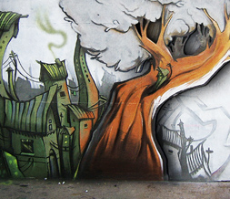 Graffiti Tree Wallpaper Theme - Guy Graffiti Background Image