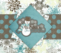 Blue & Brown Snowman Wallpaper - Winter Polkadot Quote Background Preview