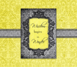 Yellow & Gray Quote Wallpaper - Vintage Wisdom Begins in Wonder Background