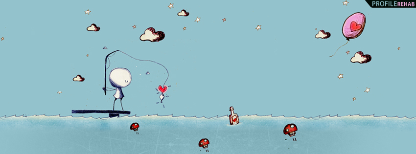 Heart Fishing Facebook Cover for Timeline