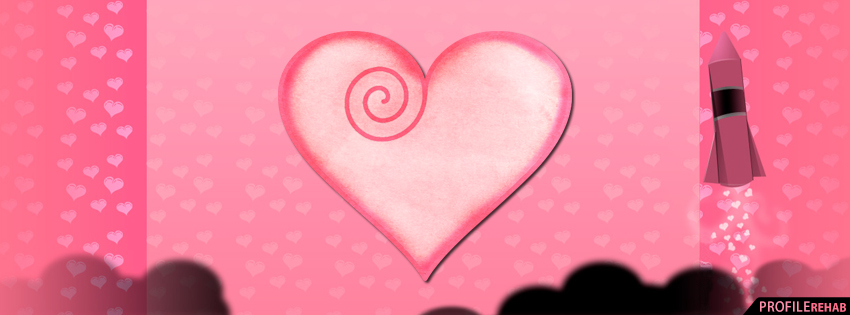 Pink Heart and Rockets Facebook Cover - Valentines Photo