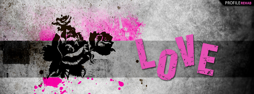 Pink and Black Grunge Love Cover for Facebook