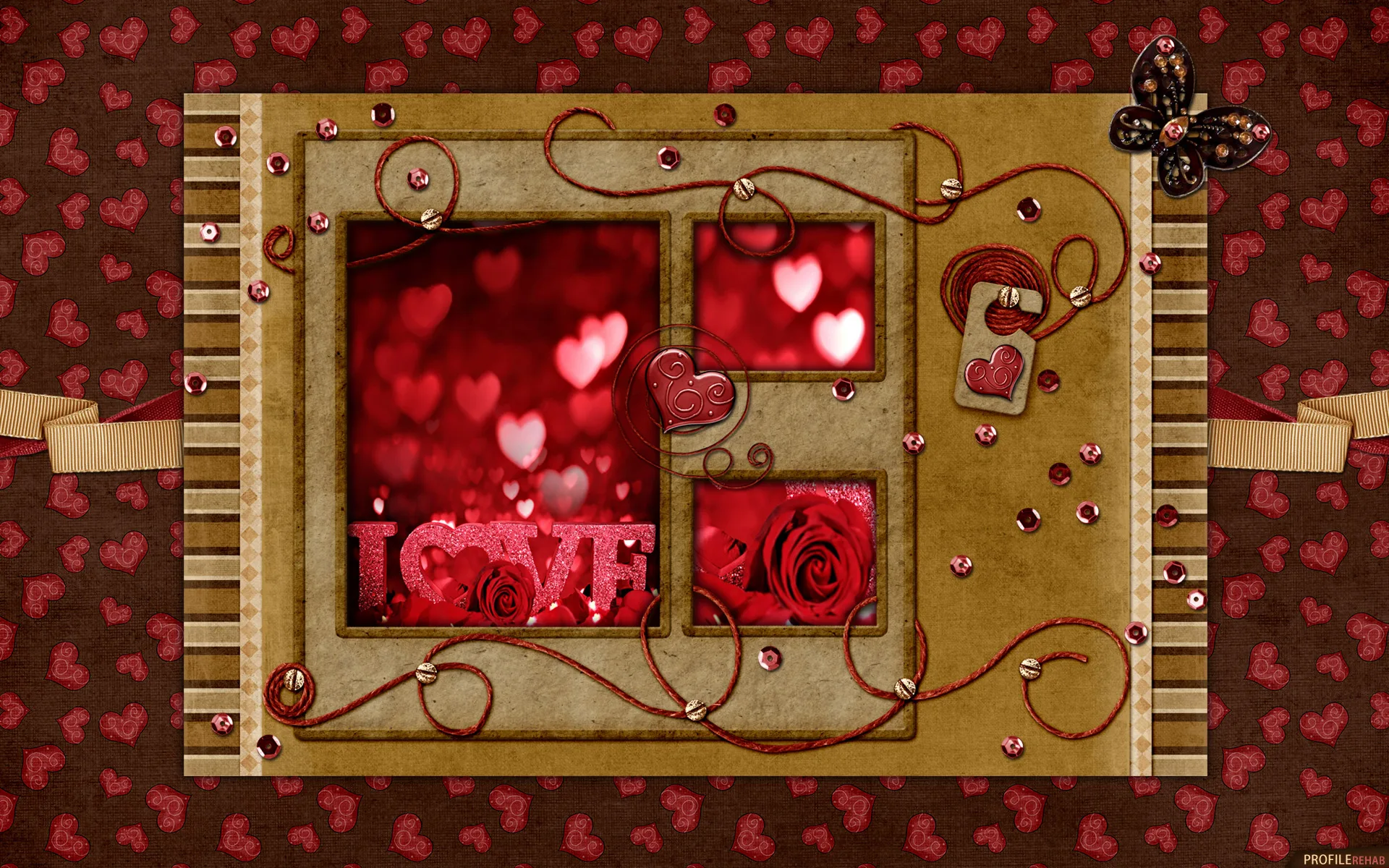 Red & Brown Love Wallpaper