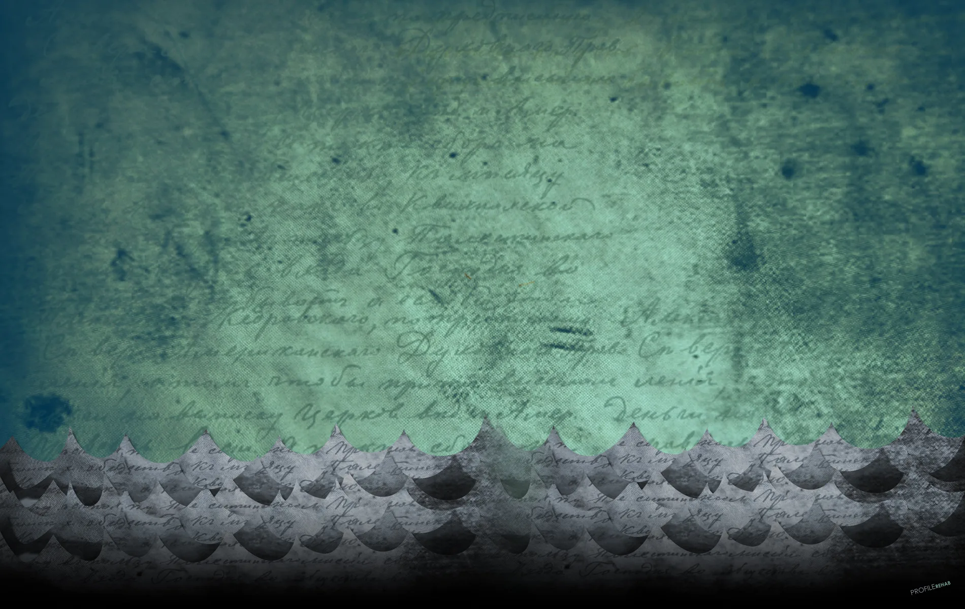 Blue & Green Vintage Waves Wallpaper - Green & Grey Artistic Waves Wallpaper