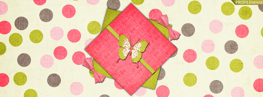 Pink & Green Polka Dots and Butterflies Cover for Facebook