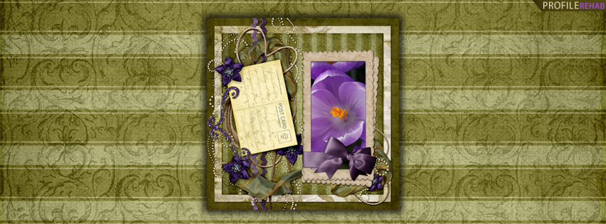 Vintage Green Stripes & Purple Flowers Cover for Timeline